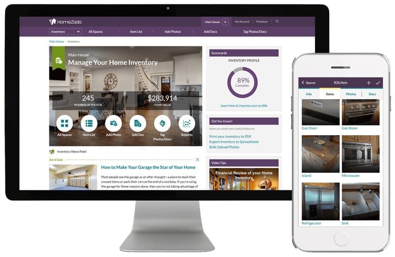 HomeZada home inventory app