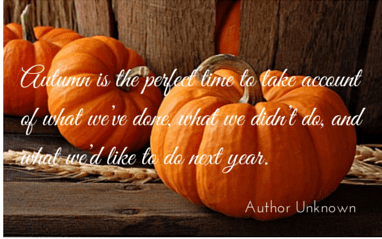 Autumn is the perfect time to take account of what we've done, what we didn't do, and what we'd like to do next year. ~Author unknown