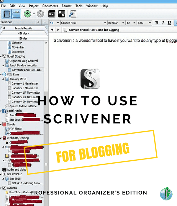 How to Use Scrivener for Blogging: Professional Organizer's Edition