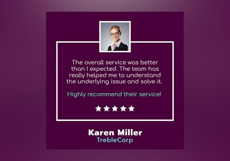 Testimonial social media post