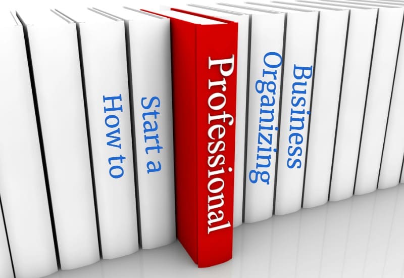 Illustration of a set of binders with the text How to Start a Professional Organizing Business